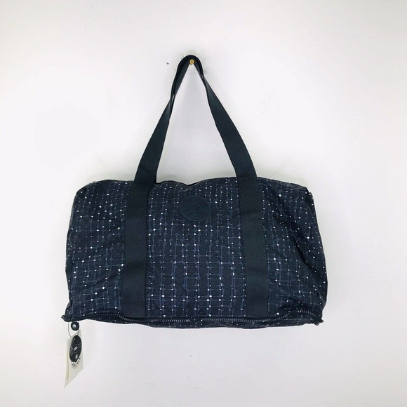 Kipling Duffle Bag Honestpack Covertible Zippers Tile Navy Blue Packable NWT